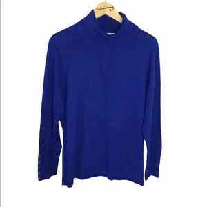 JM Collection XXL blue‎ button sleeved turtleneck
